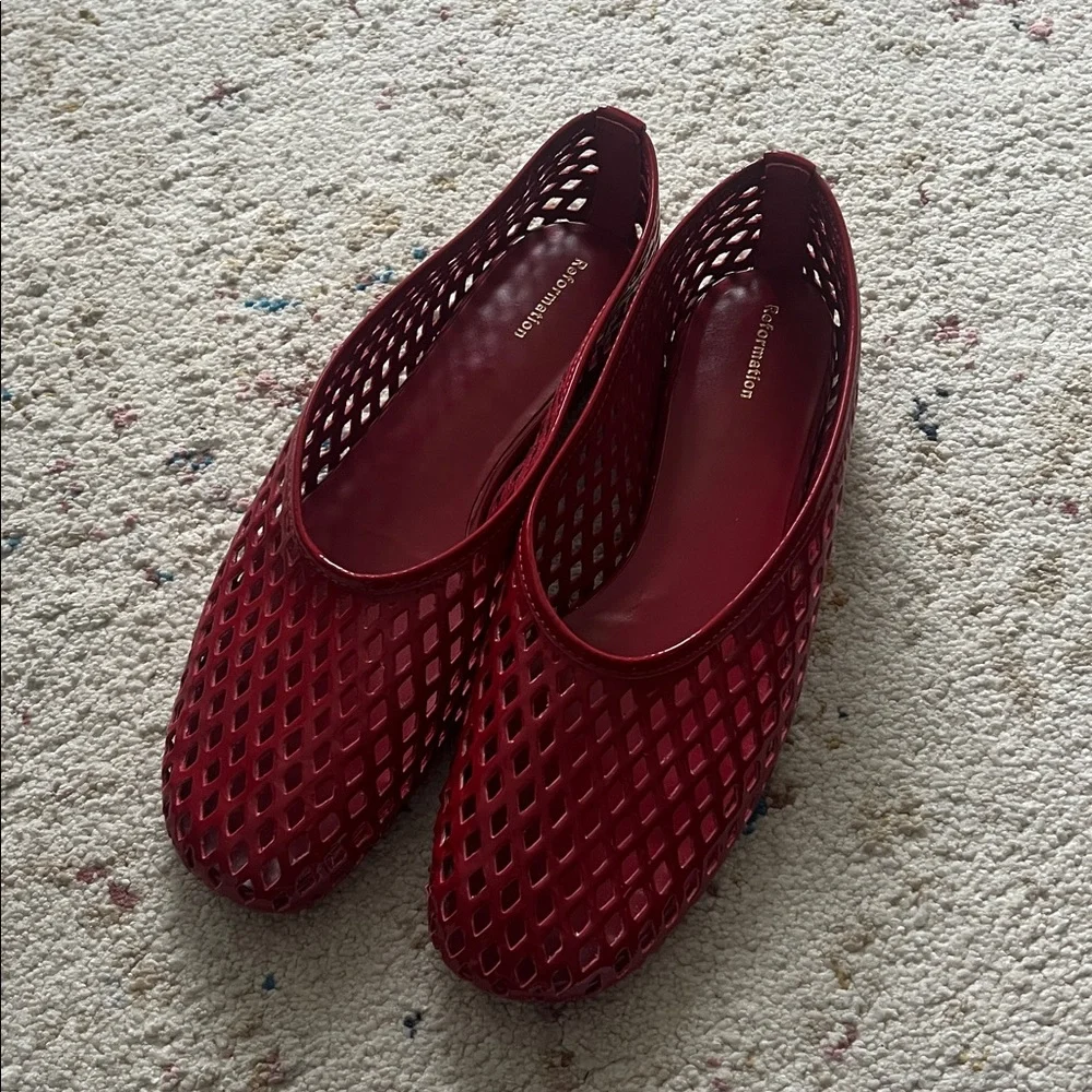 Reformation Paulina Ballet Flat Red - Size 9 - Picture 3 of 7